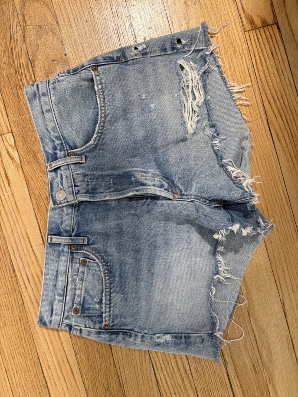 AGOLDE Parker Cut Off Shorts Light Wash Distressed Denim High Rise 27